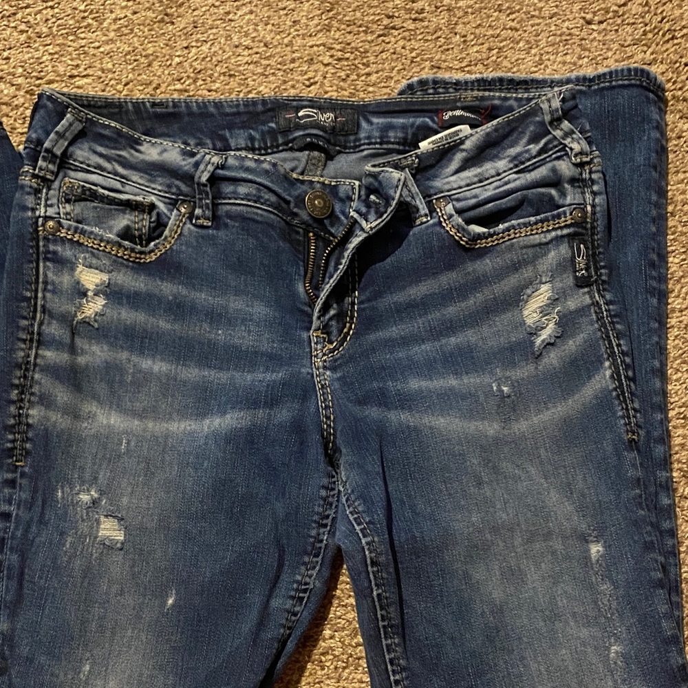 Silver Jeans Women's Distressed Blue Skinny Jeans